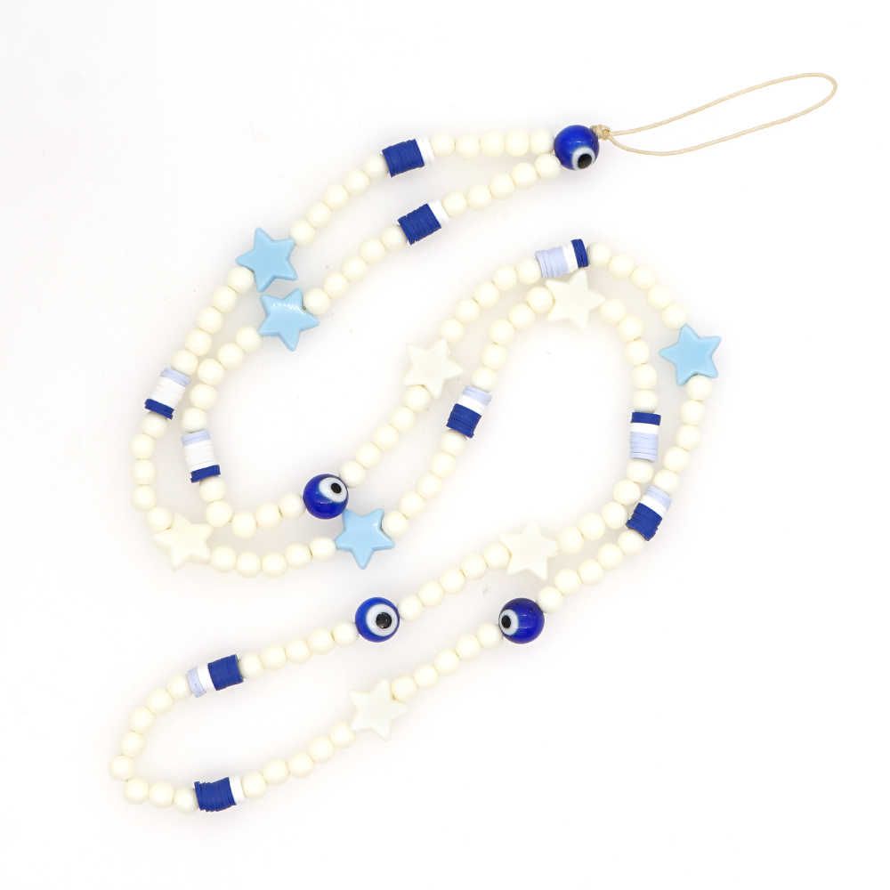 Κολιέ Λουράκι Κινητού Phone Strap Jewelry 80cm Blue Star