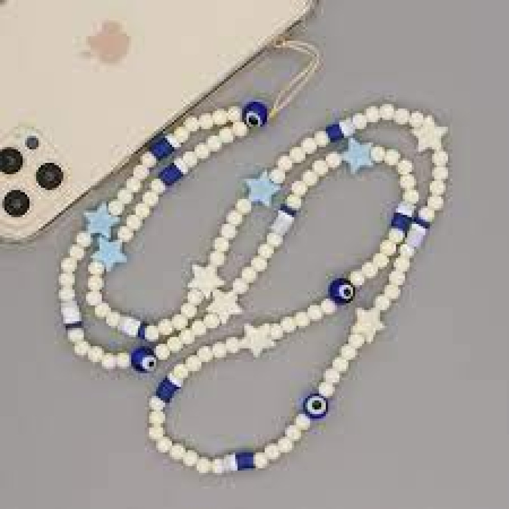 Κολιέ Λουράκι Κινητού Phone Strap Jewelry 80cm Blue Star