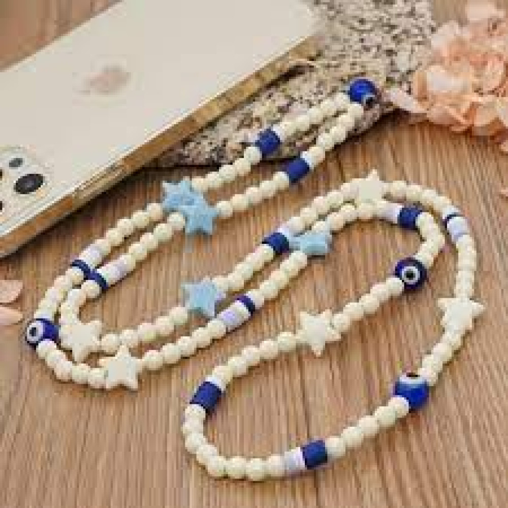 Κολιέ Λουράκι Κινητού Phone Strap Jewelry 80cm Blue Star