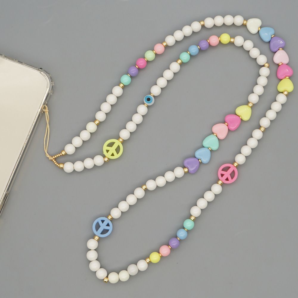 Κολιέ Λουράκι Κινητού Phone Strap Jewelry 80cm Colorful Peace
