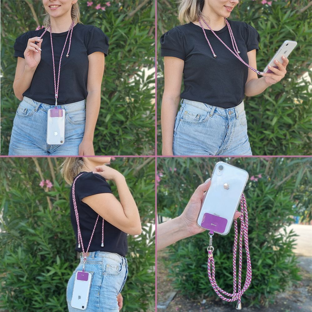 Κορδόνι Λαιμού Sonique Lanyard για Κινητά Rainbow Μπορντό
