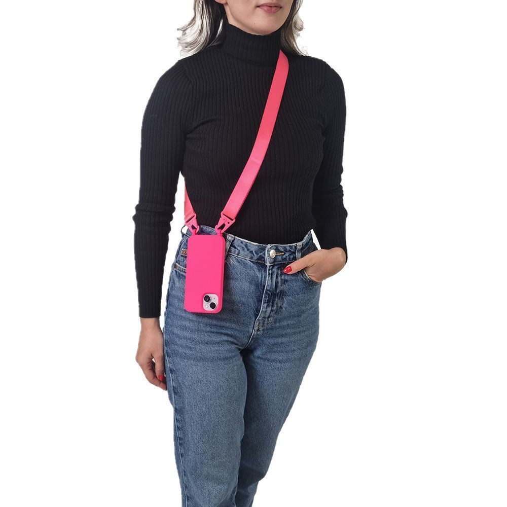 Θήκη Σιλικόνης με Strap CarryHang Sonique Apple iPhone 14 Plus Φούξια