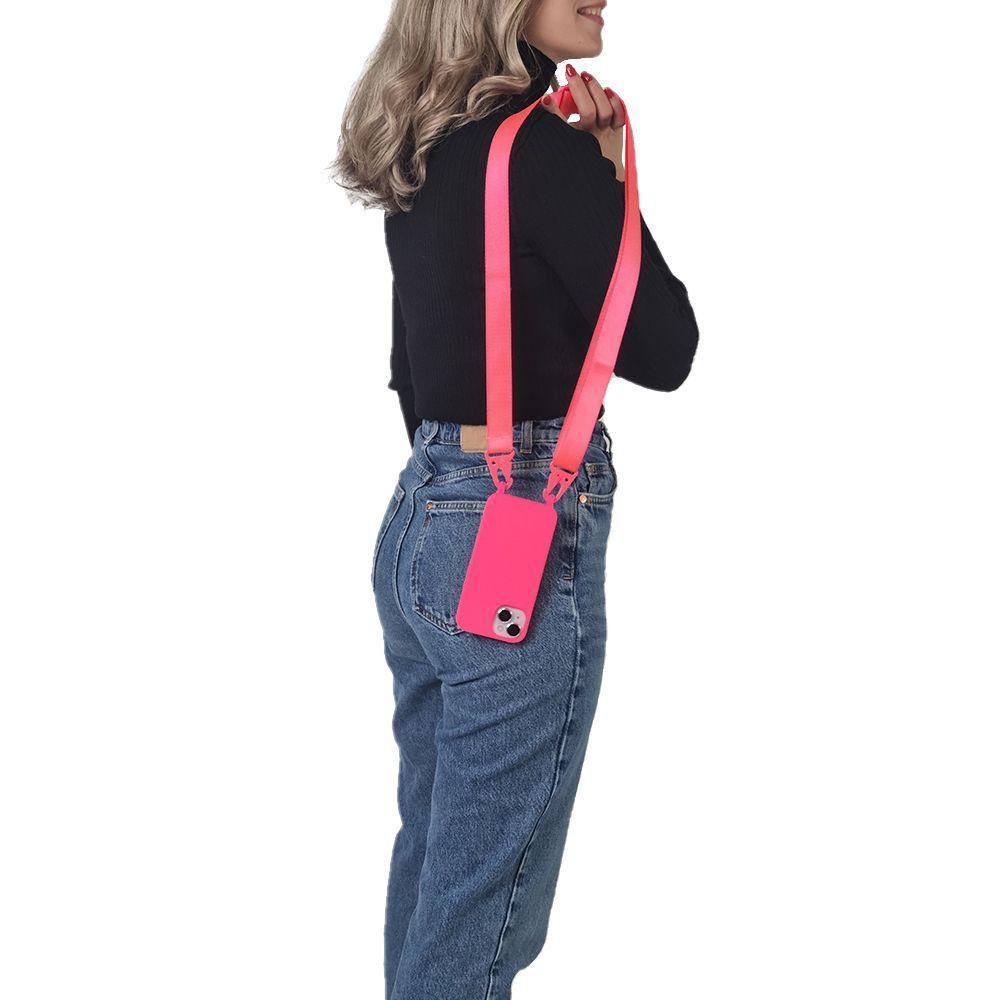 Θήκη Σιλικόνης με Strap CarryHang Sonique Apple iPhone 14 Plus Φούξια