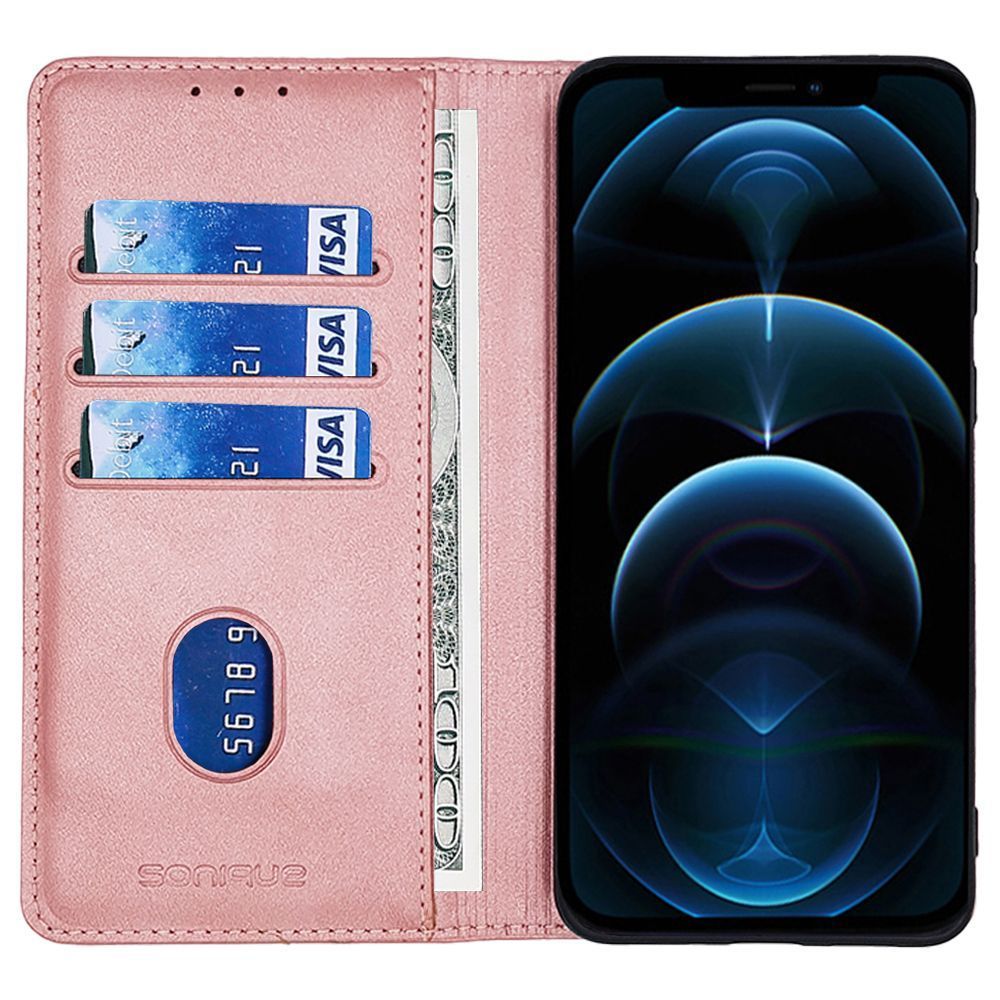 Θήκη Πορτοφόλι Vintage Magnet Wallet Sonique Huawei P30 Lite Ροζ Χρυσό