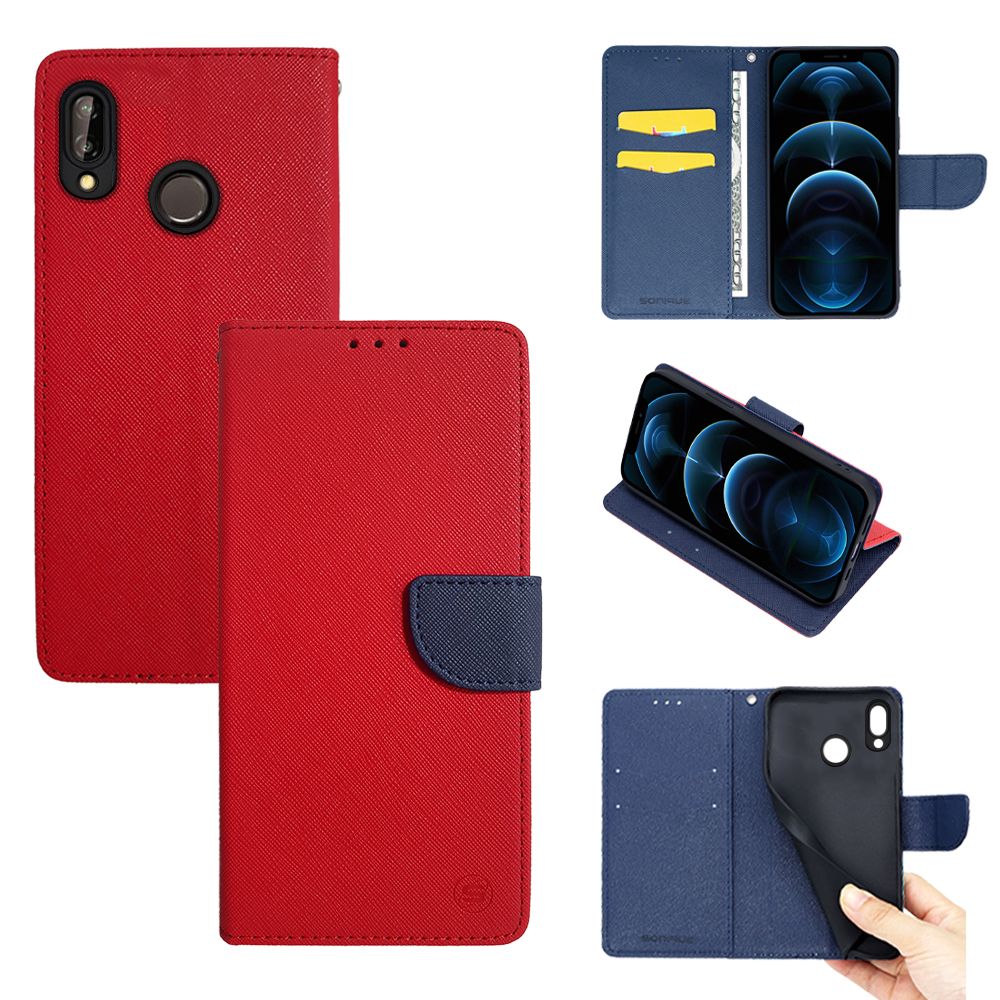 Θήκη Πορτοφόλι Sonique Trend Wallet Huawei P20 lite Κόκκινο / Σκούρο Μπλε