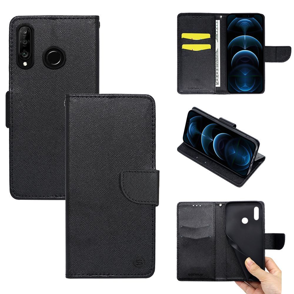 Θήκη Πορτοφόλι Sonique Trend Wallet Huawei P30 Lite Μαύρο