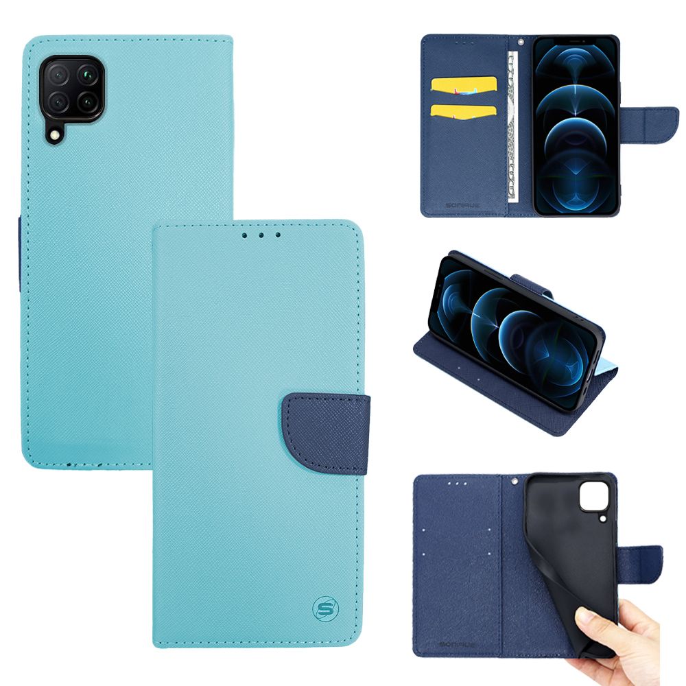 Θήκη Πορτοφόλι Sonique Trend Wallet Huawei P40 Lite Σιέλ / Σκούρο Μπλε