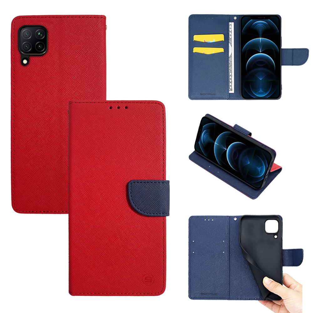 Θήκη Πορτοφόλι Sonique Trend Wallet Huawei P40 Lite Κόκκινο / Σκούρο Μπλε