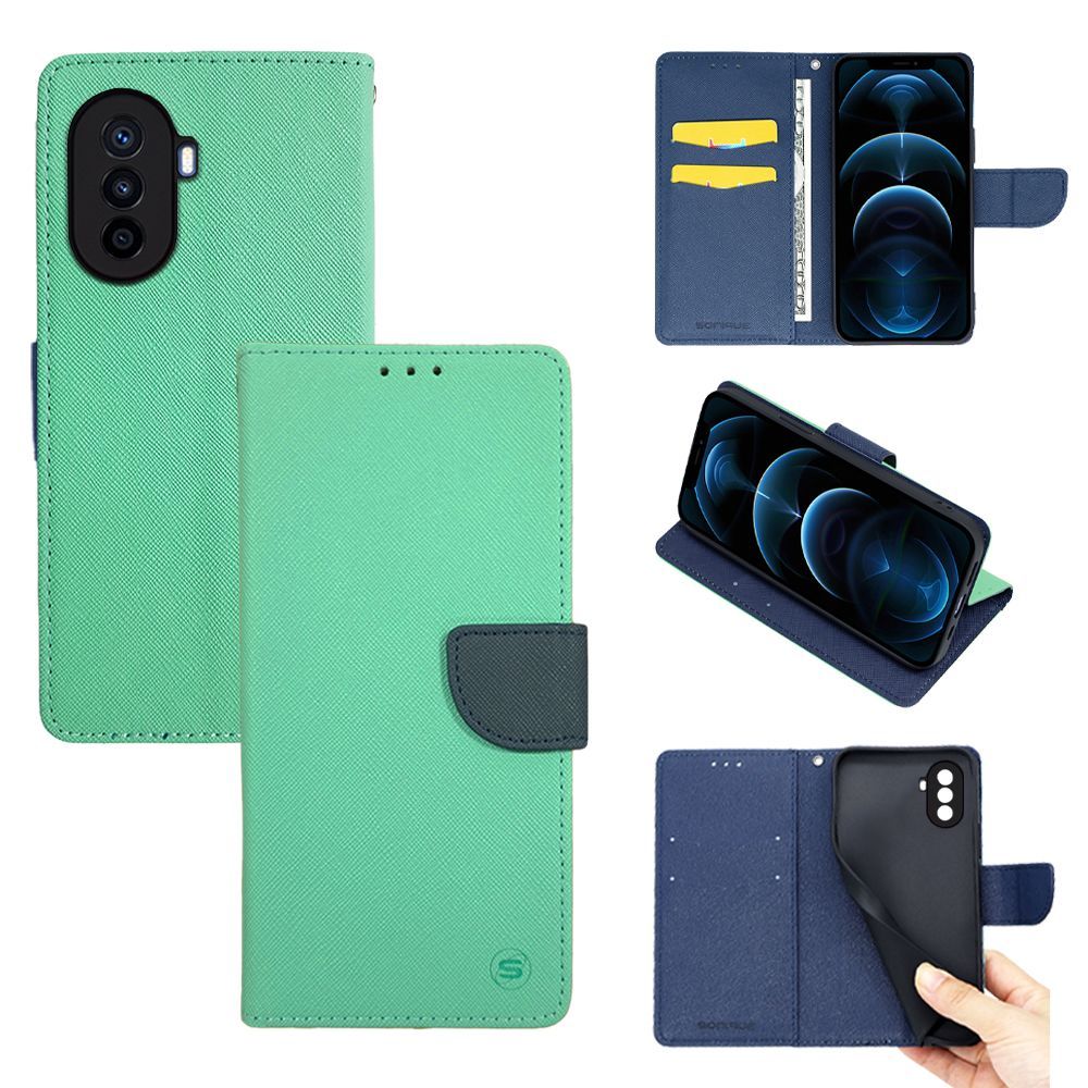 Θήκη Πορτοφόλι Sonique Trend Wallet Huawei Nova Y70 Βεραμάν / Σκούρο Μπλε