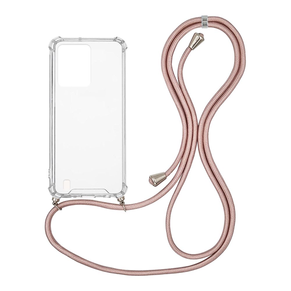 Θήκη Σιλικόνης με Κορδόνι Sonique Armor Clear Realme C31 Ροζ Χρυσό Σατινέ