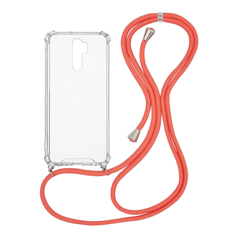 Θήκη Σιλικόνης με Κορδόνι Sonique Armor Clear Xiaomi Redmi 9 Κοραλλί