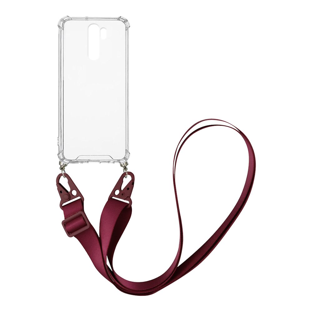 Θήκη Σιλικόνης με Strap Sonique Armor Clear Xiaomi Redmi Note 8 Pro Μπορντό