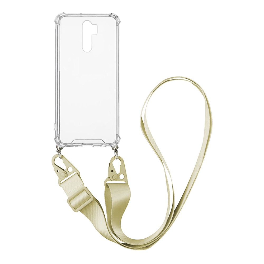 Θήκη Σιλικόνης με Strap Sonique Armor Clear Xiaomi Redmi 9 Μπεζ