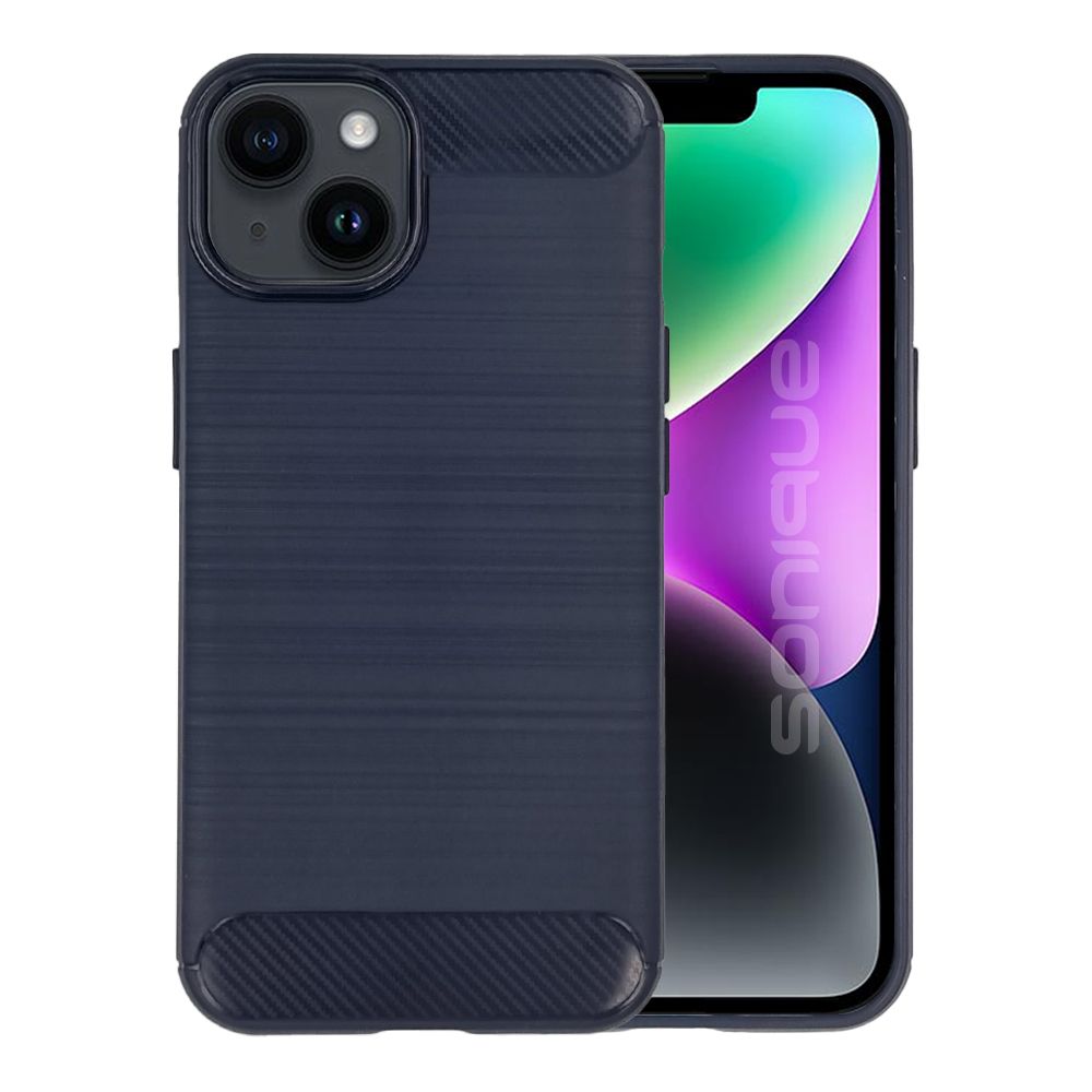 Θήκη Σιλικόνης Sonique Carbon Brushed Apple iPhone 14 Μπλέ