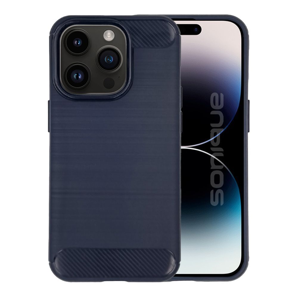 Θήκη Σιλικόνης Sonique Carbon Brushed Apple iPhone 14 Pro Μπλέ