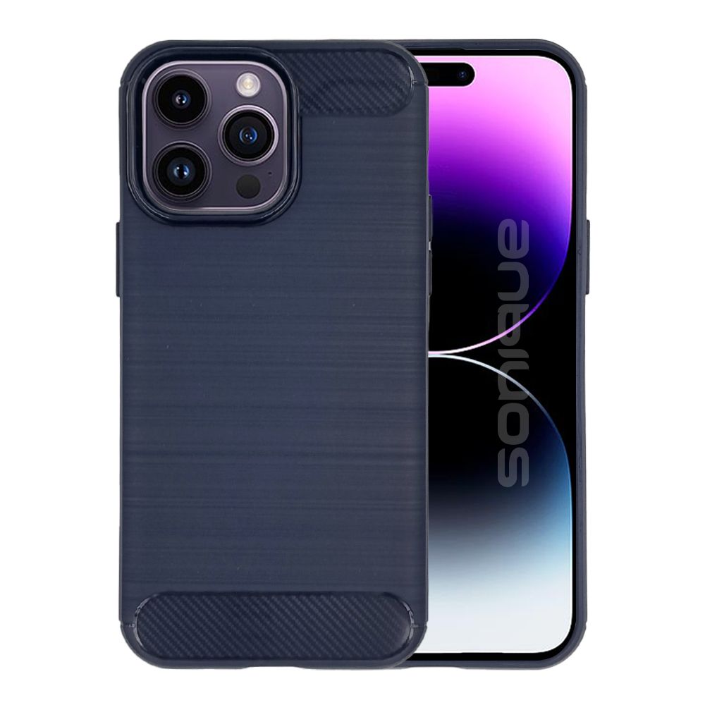 Θήκη Σιλικόνης Sonique Carbon Brushed Apple iPhone 14 Pro Max Μπλέ