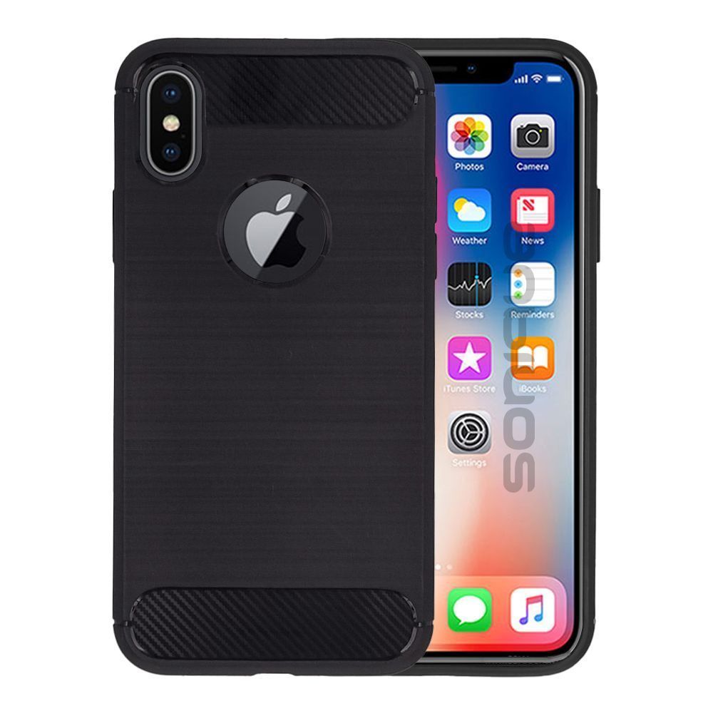 Θήκη Σιλικόνης Sonique Carbon Brushed Apple iPhone X / iPhone XS Μαύρο