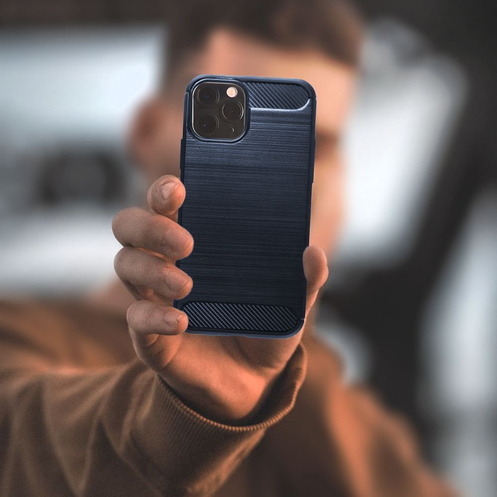Θήκη Σιλικόνης Sonique Carbon Brushed Apple iPhone X / iPhone XS Μπλέ