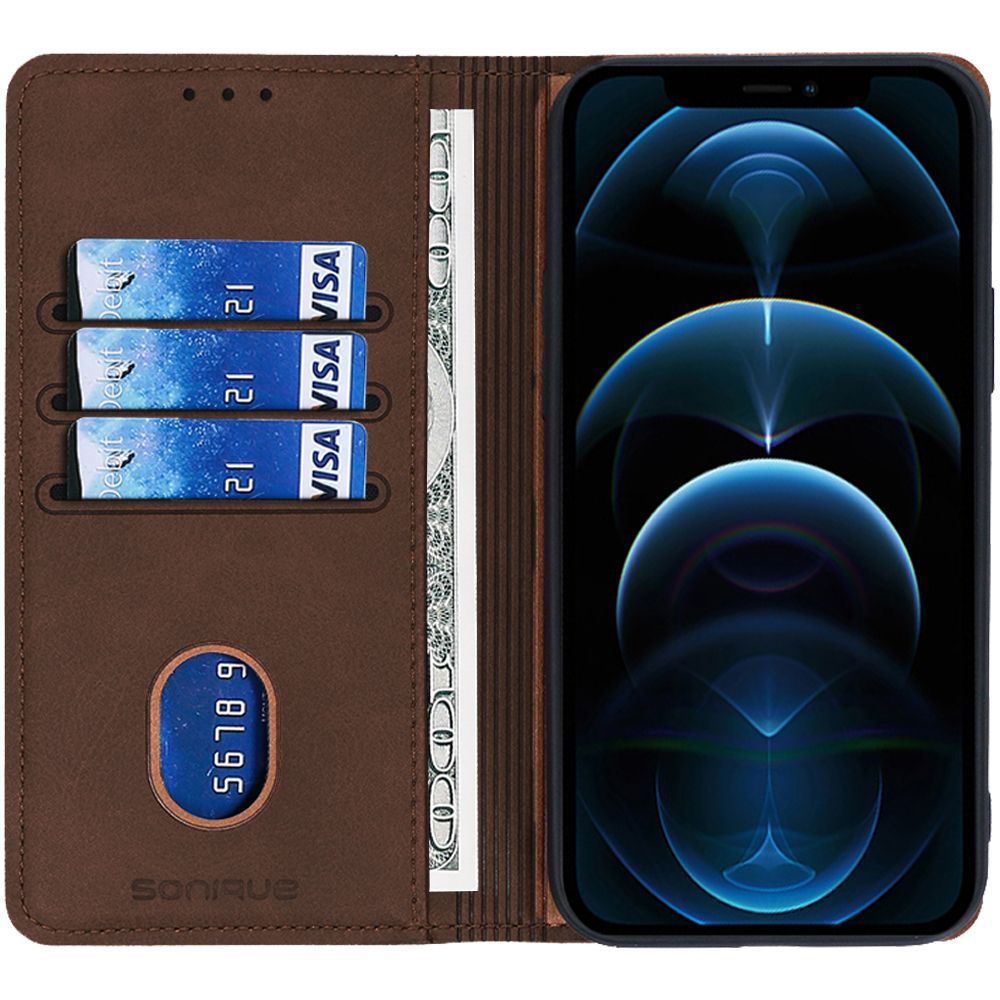 Θήκη Πορτοφόλι Vintage Magnet Wallet Sonique Apple iPhone 13 Pro Max Καφέ