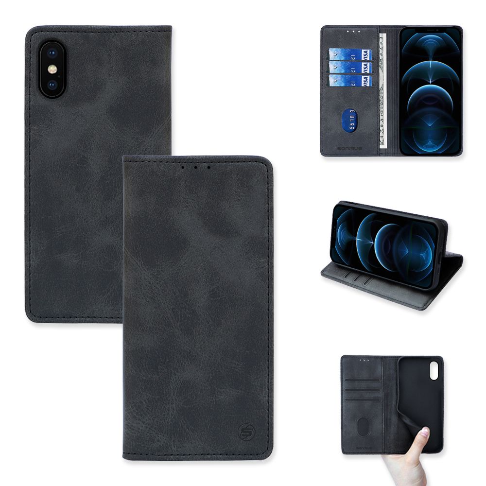 Θήκη Πορτοφόλι Vintage Magnet Wallet Sonique Apple iPhone X / iPhone XS Μαύρο