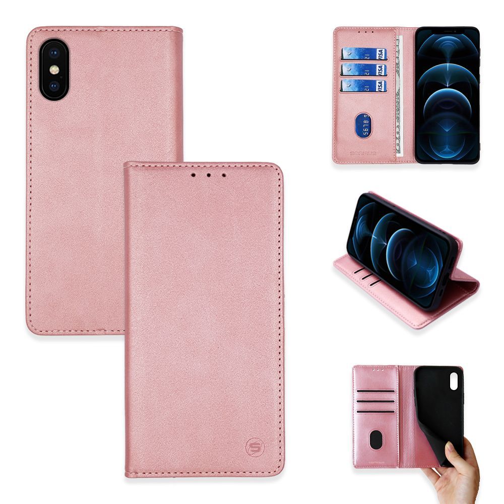 Θήκη Πορτοφόλι Vintage Magnet Wallet Sonique Apple iPhone X / iPhone XS Ροζ Χρυσό