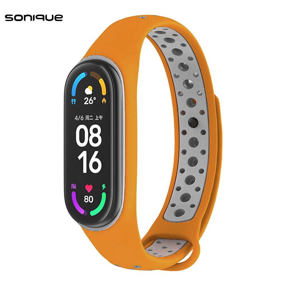 Λουράκι Σιλικόνης Sonique Sport για Xiaomi Mi Band 5/6 Πορτοκαλί / Γκρι