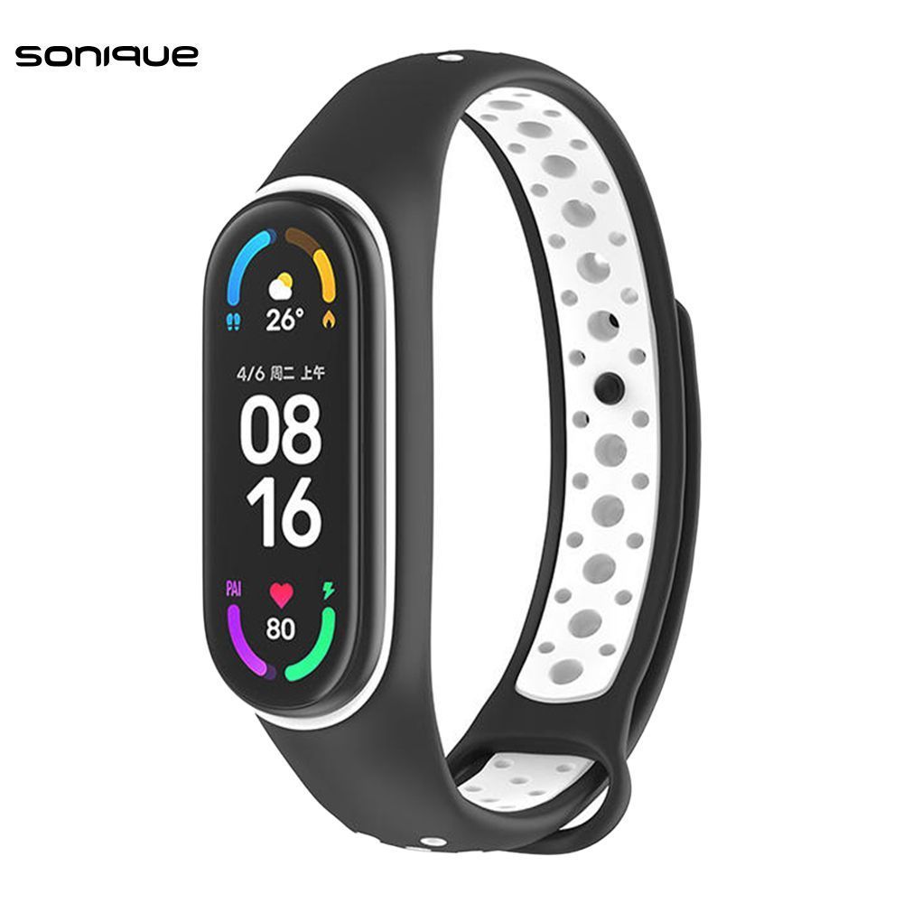 Λουράκι Σιλικόνης Sonique Sport για Xiaomi Mi Band 5/6 Μαύρο / Λευκό