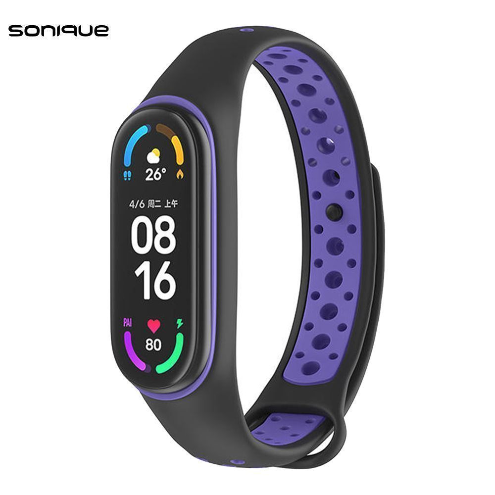 Λουράκι Σιλικόνης Sonique Sport για Xiaomi Mi Band 5/6 Μαύρο / Σκούρο Μωβ