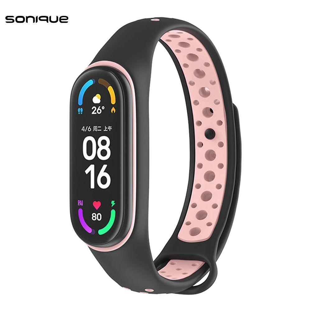 Λουράκι Σιλικόνης Sonique Sport για Xiaomi Mi Band 5/6 Μαύρο / Ροζ