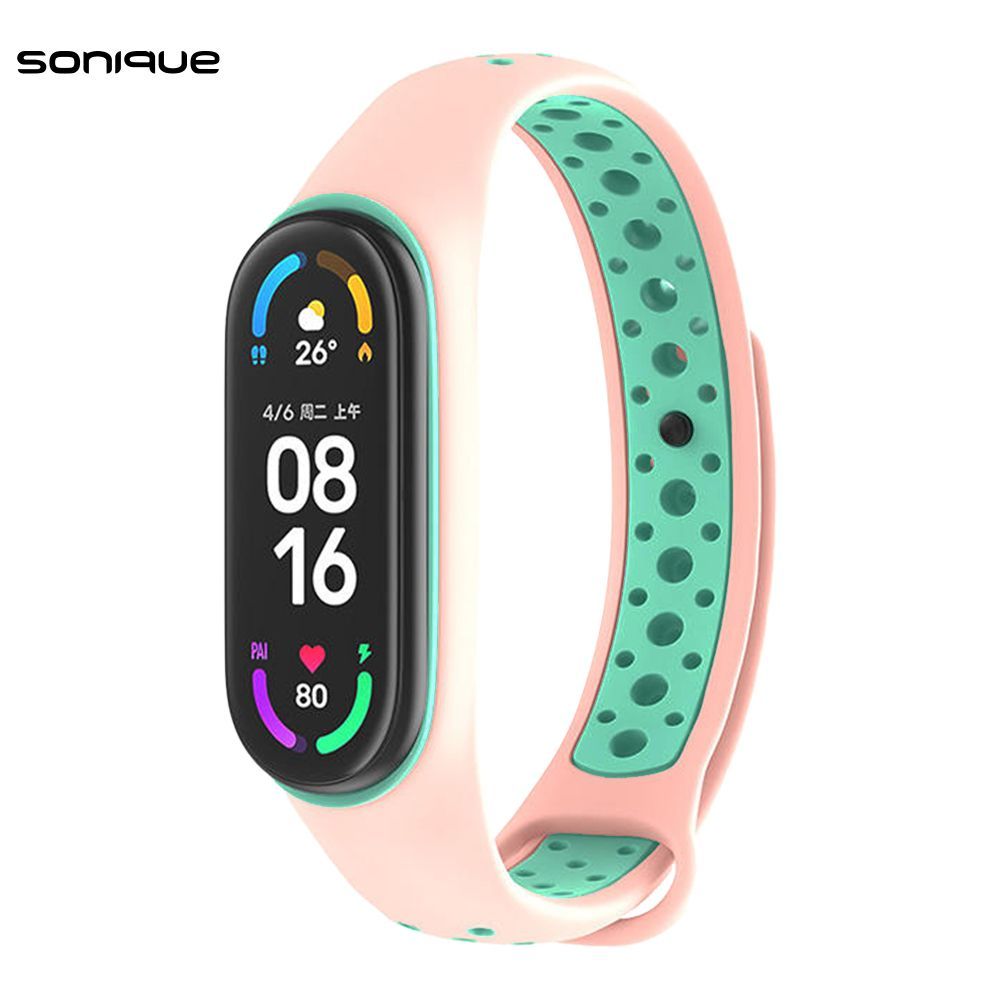 Λουράκι Σιλικόνης Sonique Sport για Xiaomi Mi Band 5/6 Ροζ / Βεραμάν