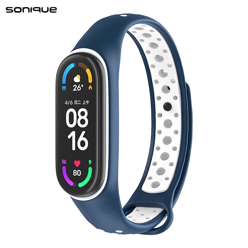 Λουράκι Σιλικόνης Sonique Sport για Xiaomi Mi Band 3/4 Σκούρο Μπλε / Λευκό