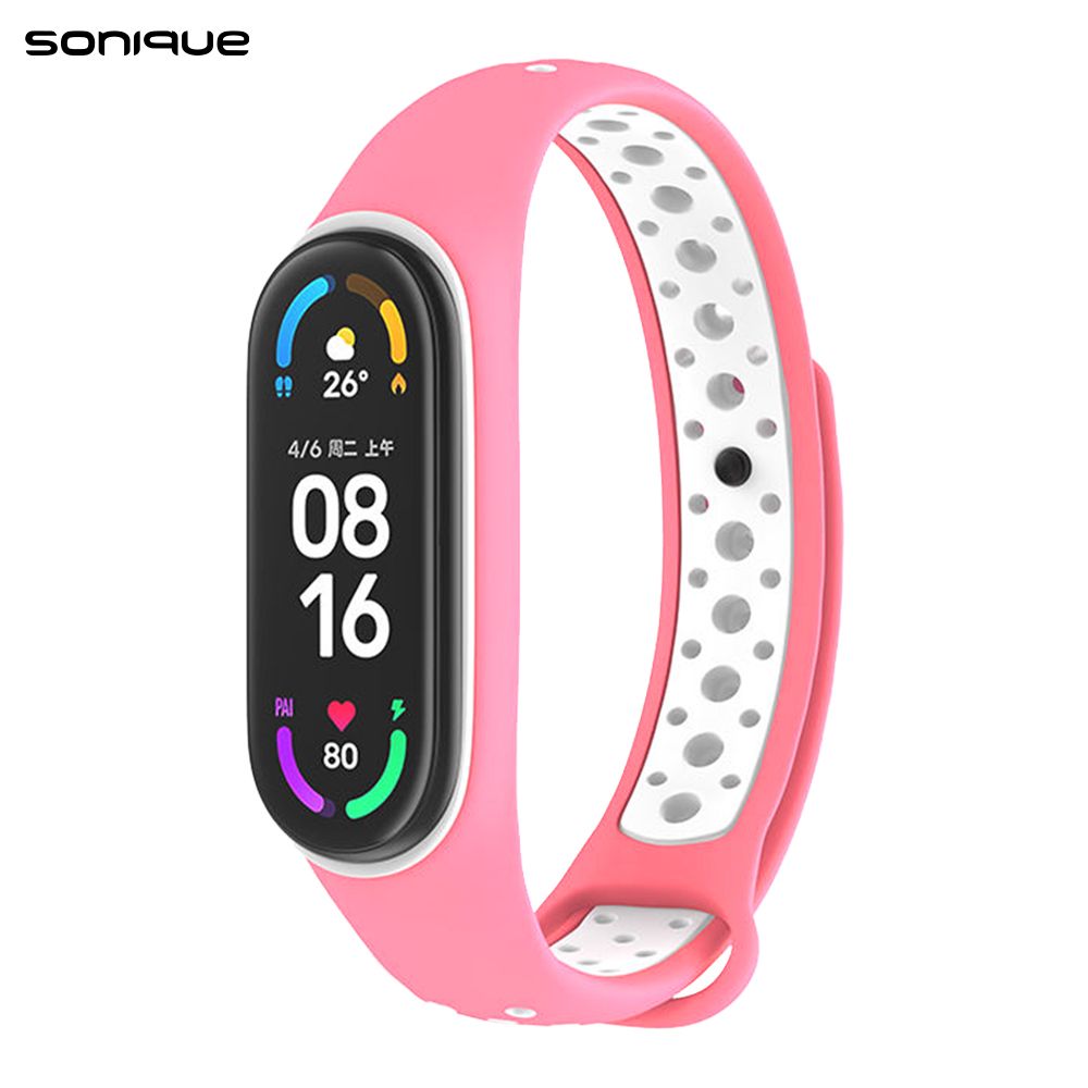 Λουράκι Σιλικόνης Sonique Sport για Xiaomi Mi Band 3/4 Φουξ  / Λευκό