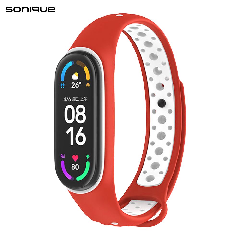 Λουράκι Σιλικόνης Sonique Sport για Xiaomi Mi Band 3/4 Κόκκινο / Λευκό