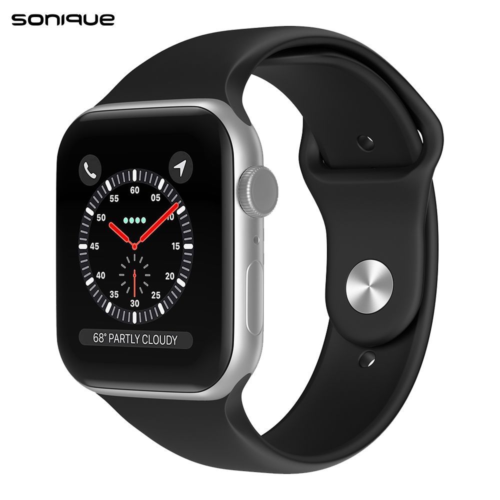 Λουράκι Σιλικόνης Soft Band Sonique για Apple Watch (42/44/45/49MM) Μαύρο
