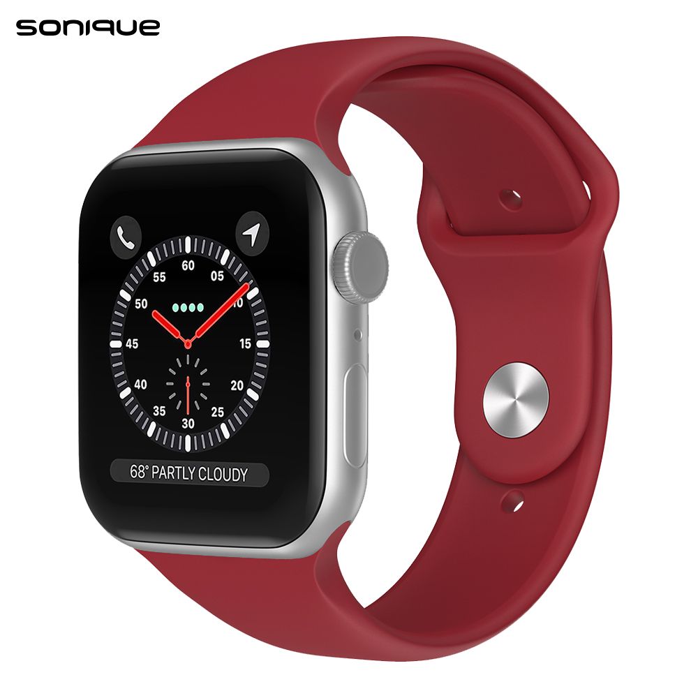 Λουράκι Σιλικόνης Soft Band Sonique για Apple Watch (42/44/45/49MM) Κόκκινο Σκούρο