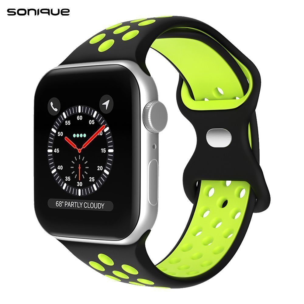 Λουράκι Σιλικόνης Sonique Sport για Apple Watch (42/44/45/49MM) Μαύρο / Λαχανί