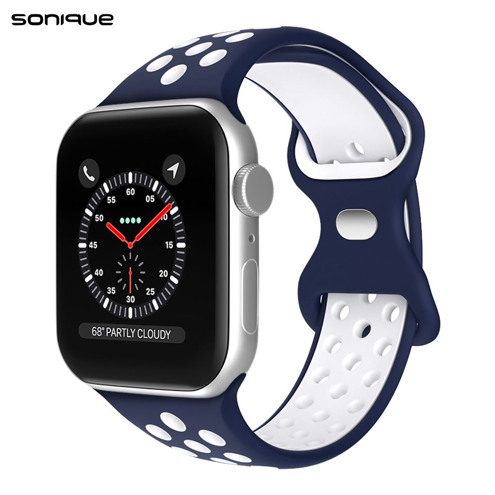 Λουράκι Σιλικόνης Sonique Sport για Apple Watch (42/44/45/49MM) Μπλε Σκούρο/Λευκό