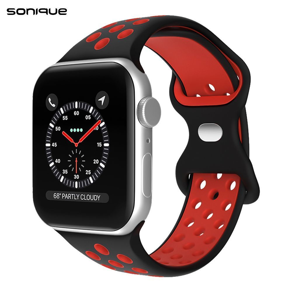 Λουράκι Σιλικόνης Sonique Sport για Apple Watch (38/40/41MM) Μαύρο / Κόκκινο