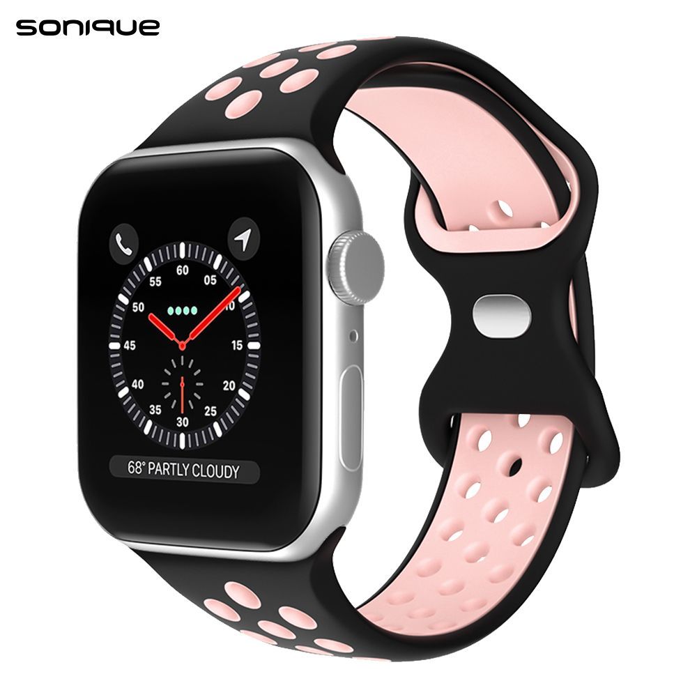 Λουράκι Σιλικόνης Sonique Sport για Apple Watch (38/40/41MM) Μαύρο / Ροζ
