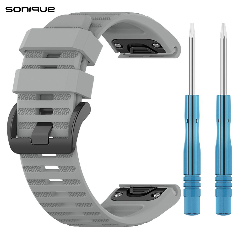 Λουράκι Σιλικόνης Stripe Band Sonique 26mm για Garmin Fenix 3/3HR/5X/5X PLUS/6X/6X PRO/7X/Tactix 7/Tactix Delta/Enduro Γκρι