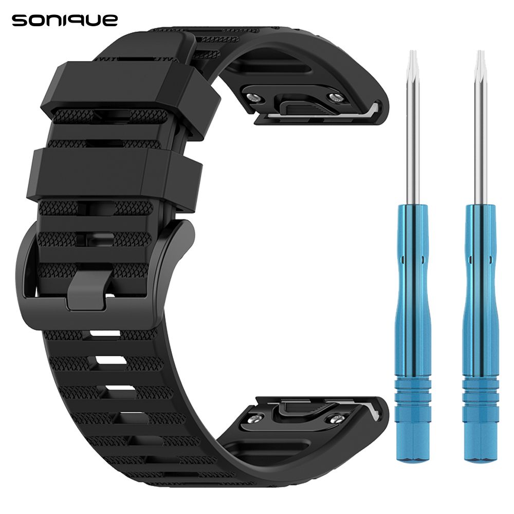 Λουράκι Σιλικόνης Stripe Band Sonique 26mm για Garmin Fenix 3/3HR/5X/5X PLUS/6X/6X PRO/7X/Tactix 7/Tactix Delta/Enduro Μαύρο