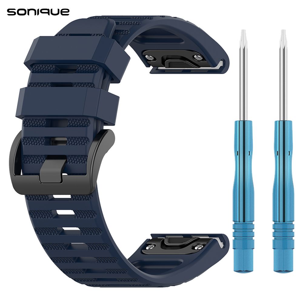 Λουράκι Σιλικόνης Stripe Band Sonique 26mm για Garmin Fenix 3/3HR/5X/5X PLUS/6X/6X PRO/7X/Tactix 7/Tactix Delta/Enduro Μπλε Σκούρο