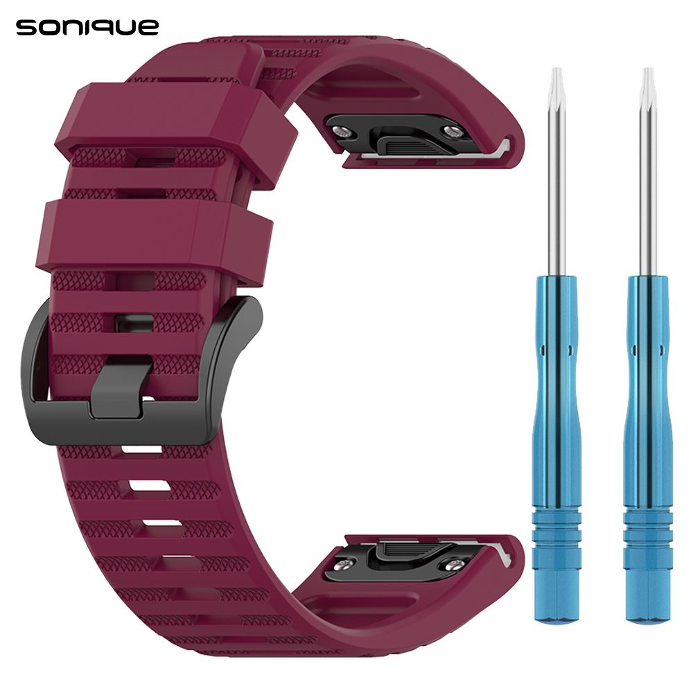 Λουράκι Σιλικόνης Stripe Band Sonique 26mm για Garmin Fenix 3/3HR/5X/5X PLUS/6X/6X PRO/7X/Tactix 7/Tactix Delta/Enduro Μπορντό