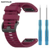 Λουράκι Σιλικόνης Stripe Band Sonique 26mm για Garmin Fenix 3/3HR/5X/5X PLUS/6X/6X PRO/7X/Tactix 7/Tactix Delta/Enduro Μπορντό
