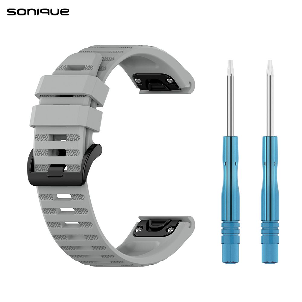 Λουράκι Σιλικόνης Stripe Band Sonique για Garmin Fenix 5/5 Plus/6/6 Pro/7/Sapphire/EPIX gen2/Descent G1/forerunner 935/945/955 Γκρι