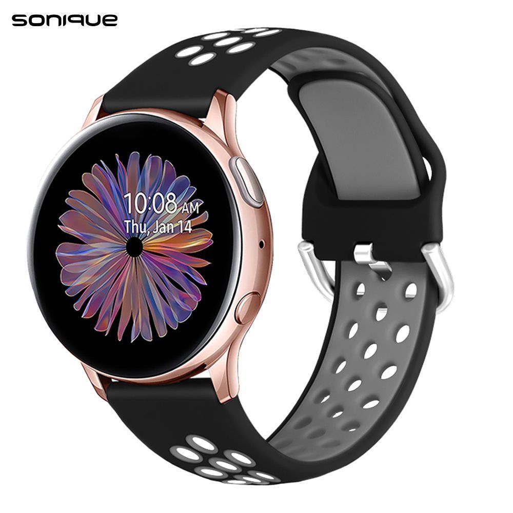 Λουράκι Σιλικόνης Universal Sport Band Sonique 20mm για Samsung, Huawei, Amazfit, Xiaomi, Honor Μαύρο / Γκρι
