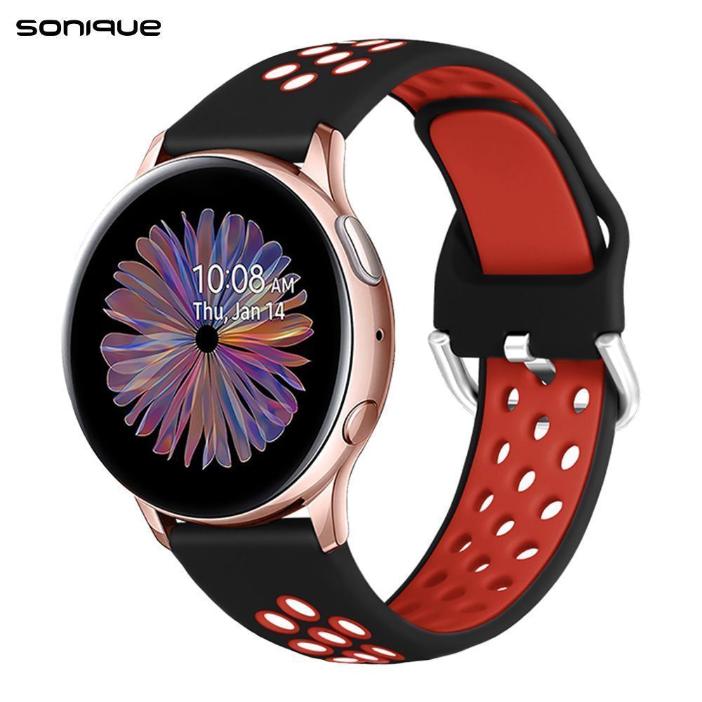 Λουράκι Σιλικόνης Universal Sport Band Sonique 20mm για Samsung, Huawei, Amazfit, Xiaomi, Honor Μαύρο / Κόκκινο