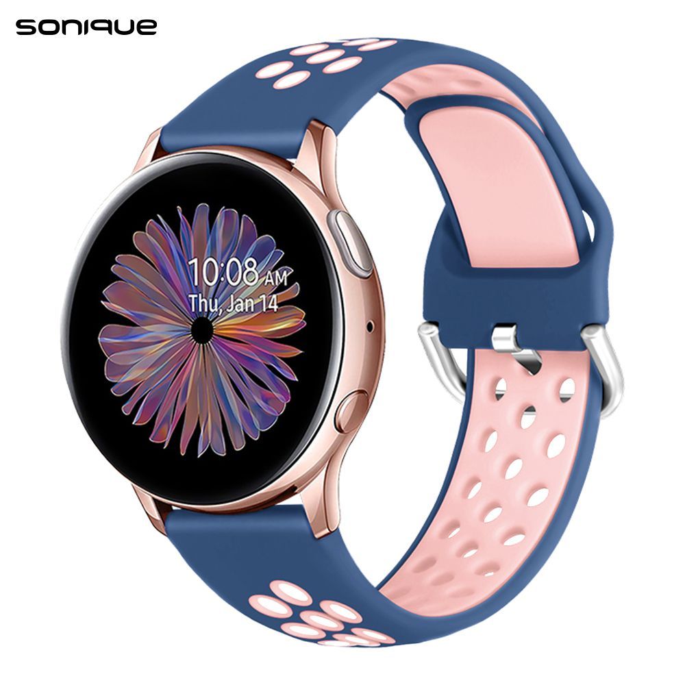 Λουράκι Σιλικόνης Universal Sport Band Sonique 20mm για Samsung, Huawei, Amazfit, Xiaomi, Honor Μπλε/Ροζ