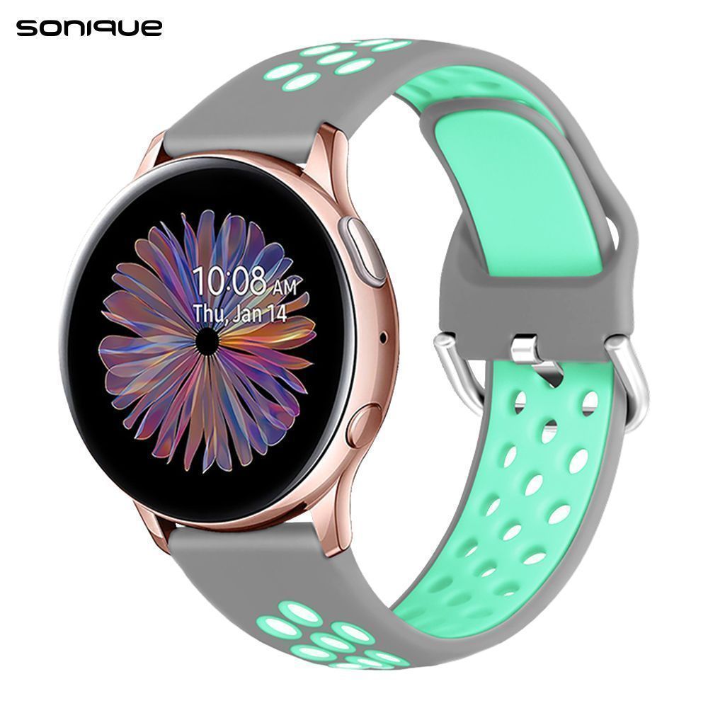 Λουράκι Σιλικόνης Universal Sport Band Sonique 22mm για Samsung, Huawei, Amazfit, Xiaomi, Honor Γκρι / Βεραμάν