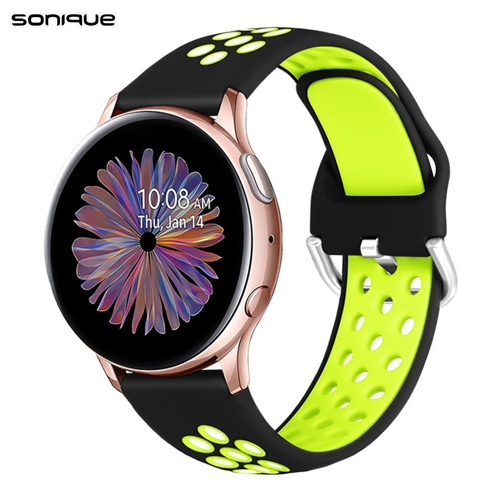 Λουράκι Σιλικόνης Universal Sport Band Sonique 22mm για Samsung, Huawei, Amazfit, Xiaomi, Honor Μαύρο / Λαχανί